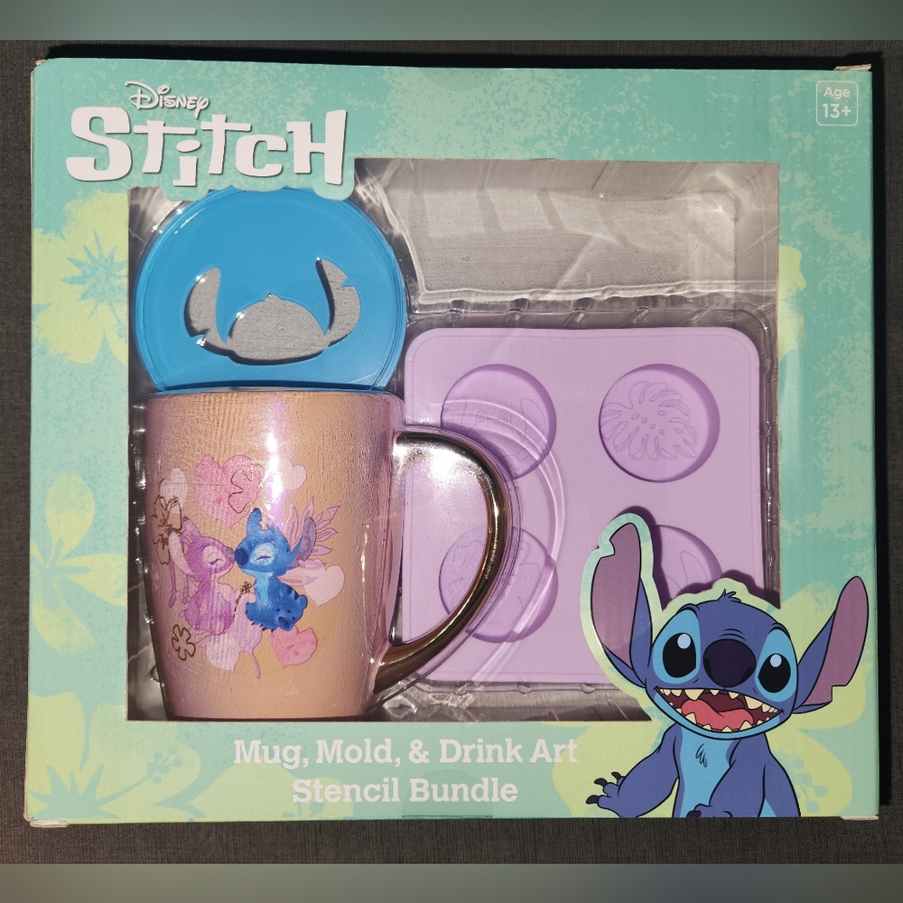 Disney 💙Stitch💙 20fl.oz. Mug, Mold & Drink Art Stencil Bundle , NWT